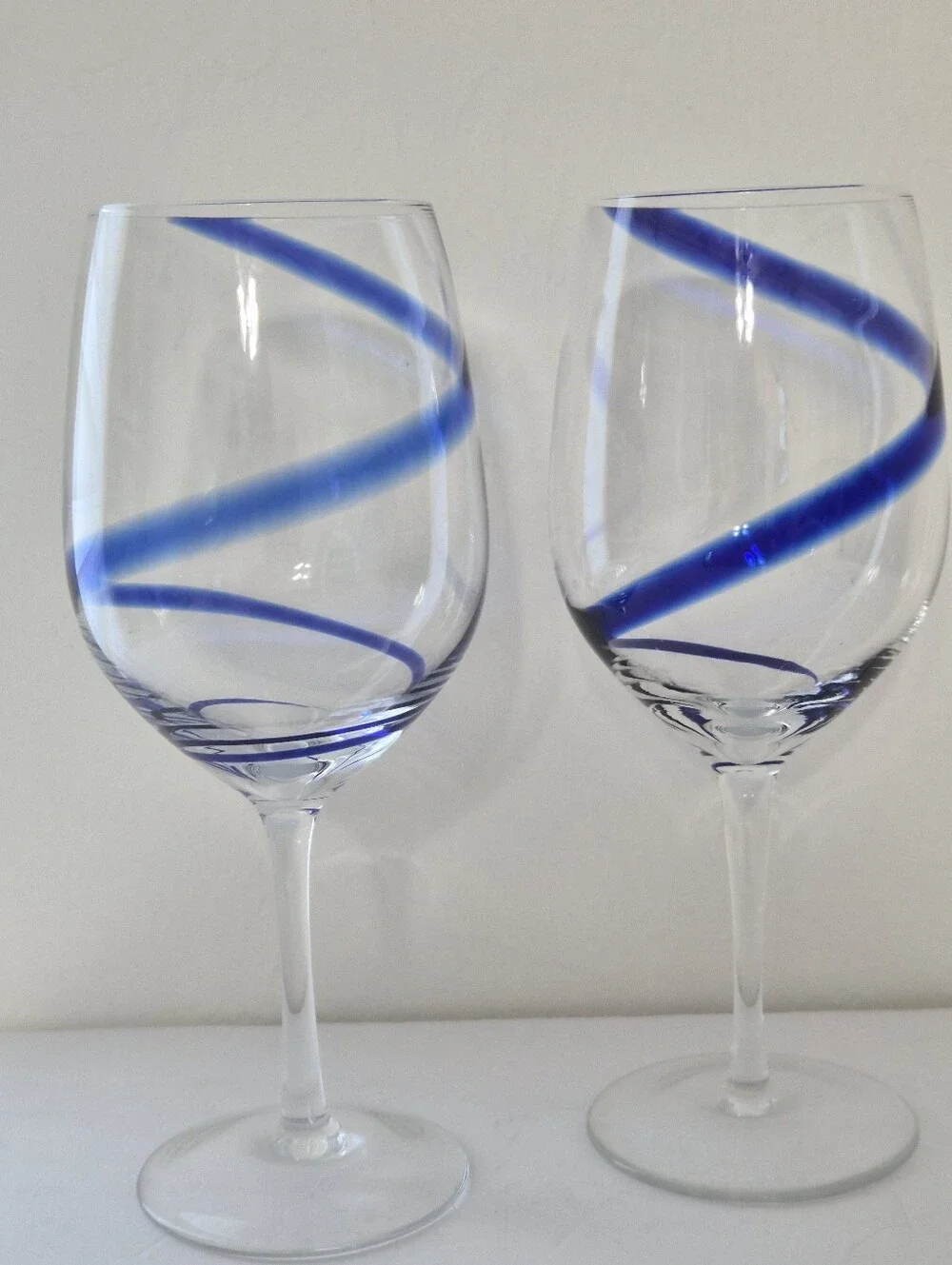 Pier 1 Swirline Cobalt Stemmed Wine Glass